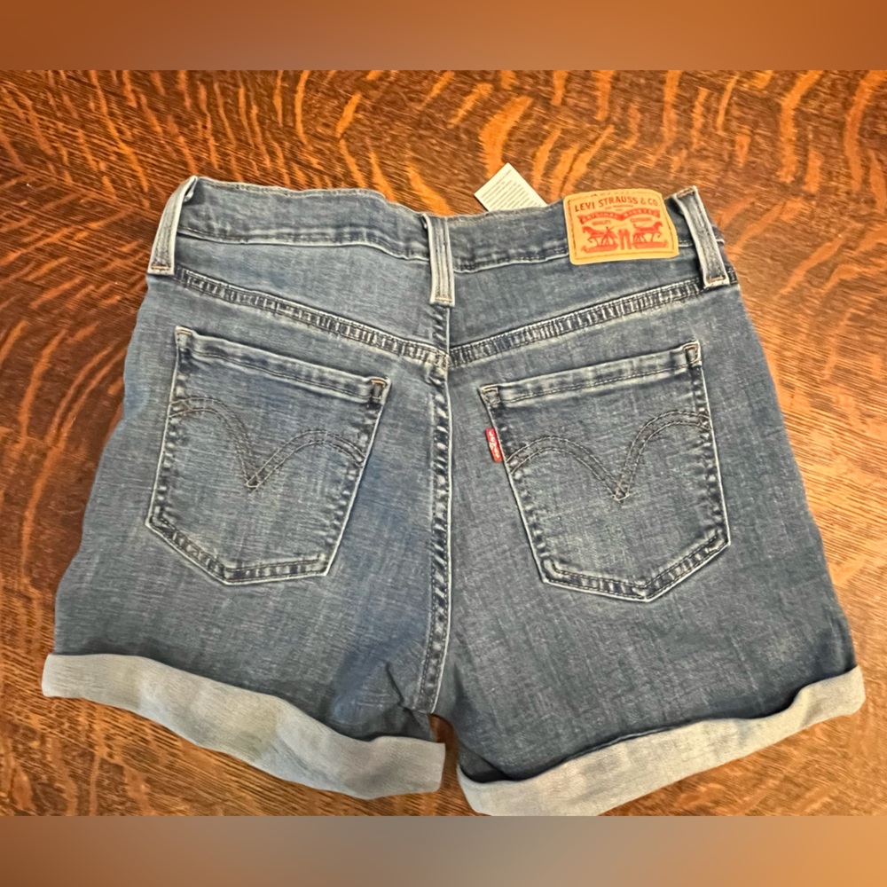 Levi's Blue Jean Shorts High-Waisted Cuffed